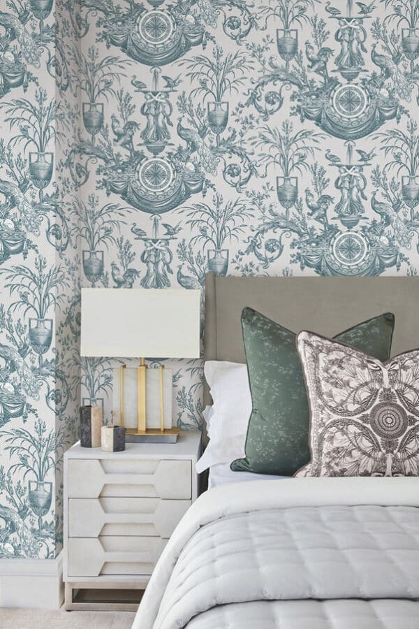 Papel pintado de Toile de Jouy color marrón Avian Fountain Toile RT7812 - Imagen 15