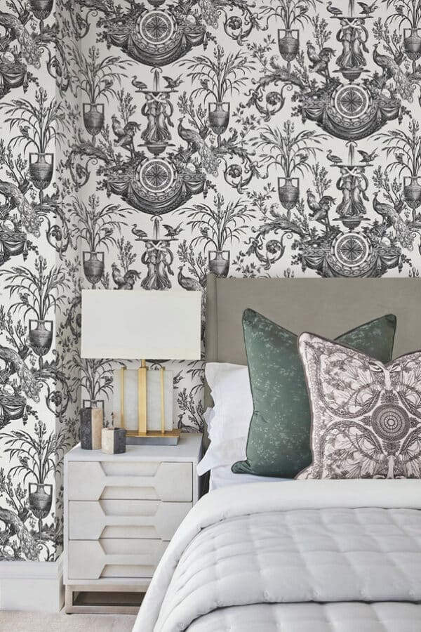 Papel pintado de Toile de Jouy color marrón Avian Fountain Toile RT7812 - Imagen 12