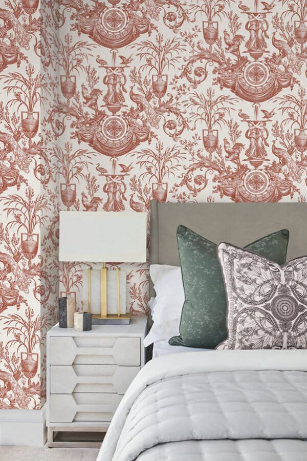 Papel pintado de Toile de Jouy color marrón Avian Fountain Toile RT7812 - Imagen 9