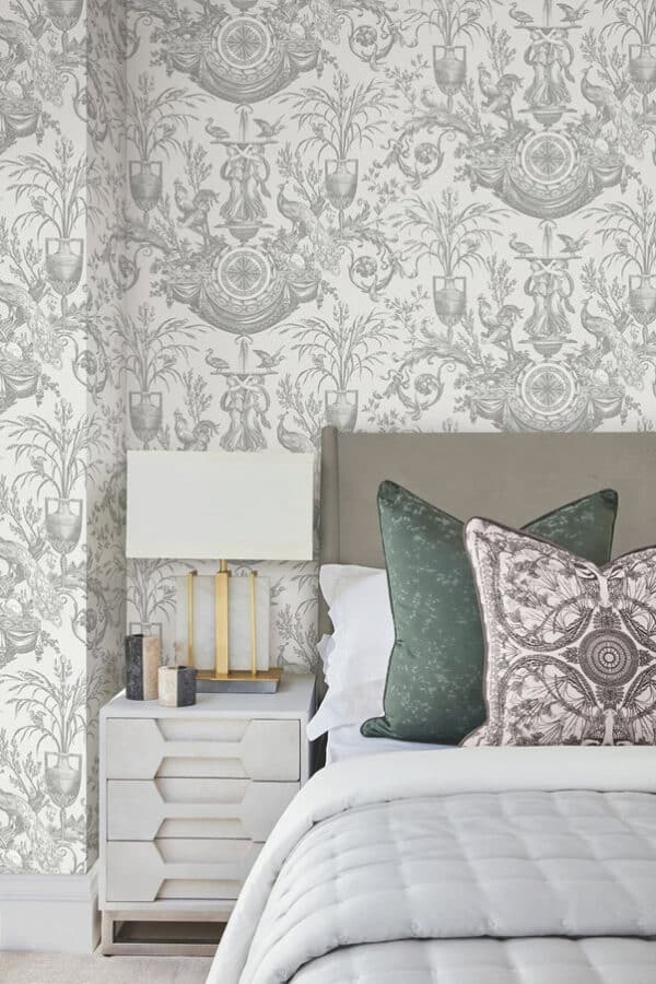 Papel pintado de Toile de Jouy color marrón Avian Fountain Toile RT7812 - Imagen 6