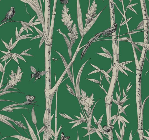 Papel pintado de bambú en color verde Bambou Toile RT7831