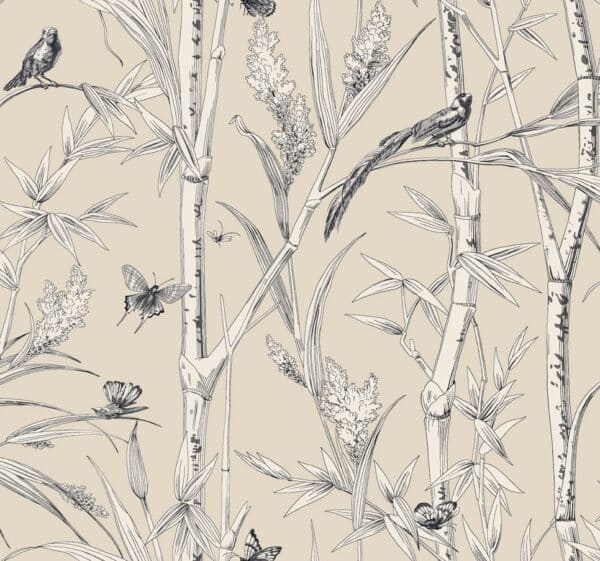 Papel pintado de bambú en color beige Bambou Toile RT7832