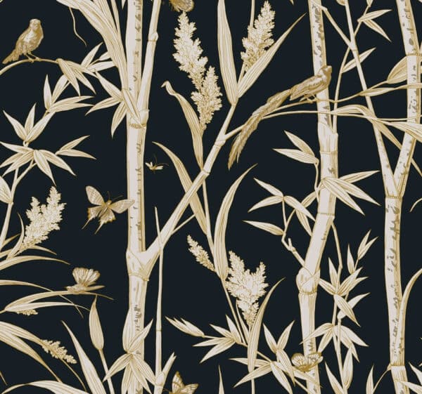 Papel pintado de bambú en color oro metálico Bambou Toile RT7834