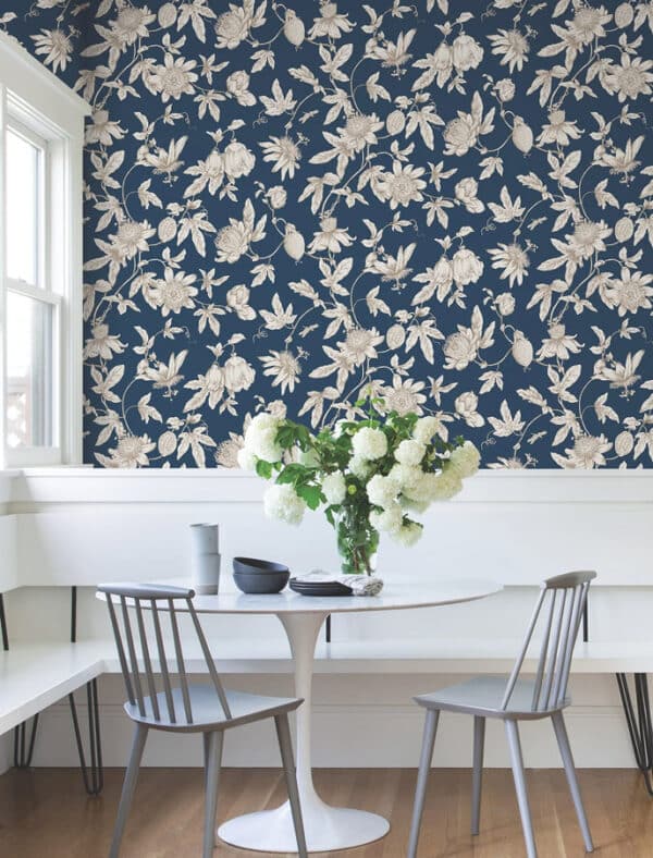Papel pintado de frutas en color azul Passion Flower Toile RT7856 - Imagen 3