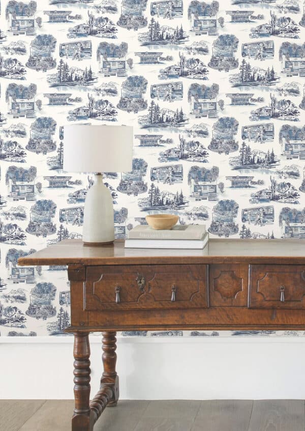 Papel pintado de Toile de Jouy en color negro Modern Vista Toile RT7861 - Imagen 10