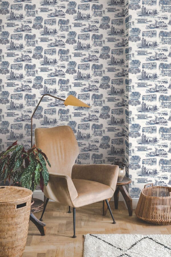 Papel pintado de Toile de Jouy en color negro Modern Vista Toile RT7861 - Imagen 9