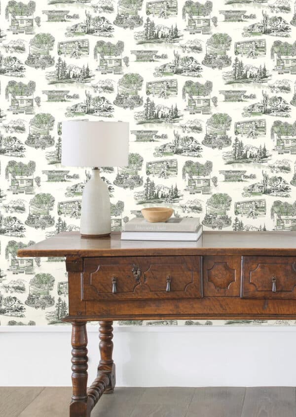 Papel pintado de Toile de Jouy en color negro Modern Vista Toile RT7861 - Imagen 7