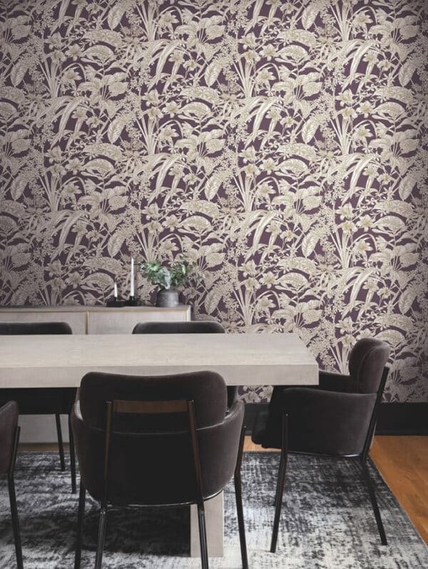 Papel pintado de estampado floral en color azul Orchid Conservatory Toile RT7884 - Imagen 13