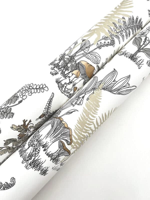 Papel pintado estampado floral en color gris Mushroom Garden Toile RT7893 - Imagen 8