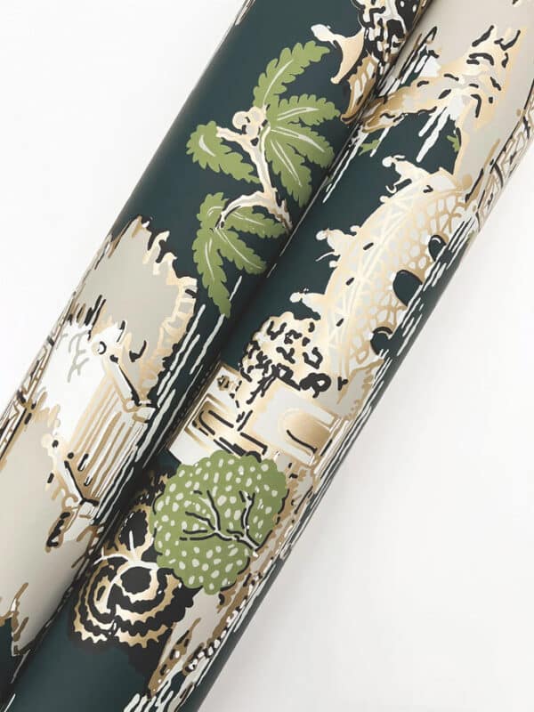 Papel pintado de Toile de Jouy en color beige Pagoda and Sampan Scenic RT7902 - Imagen 14
