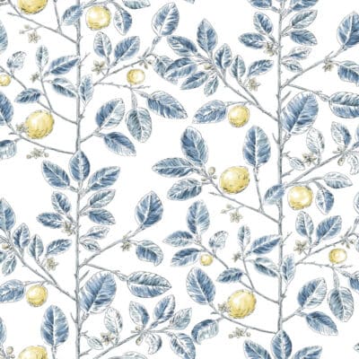 Papel pintado de frutas en color azul Limoncello Toile RT7913