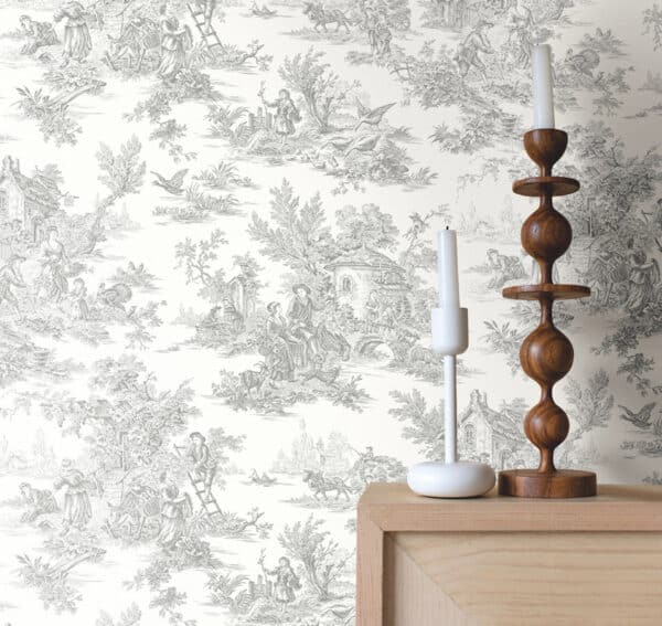 Papel pintado de Toile de Jouy en color azul Campagne Toile AT4229 - Imagen 8