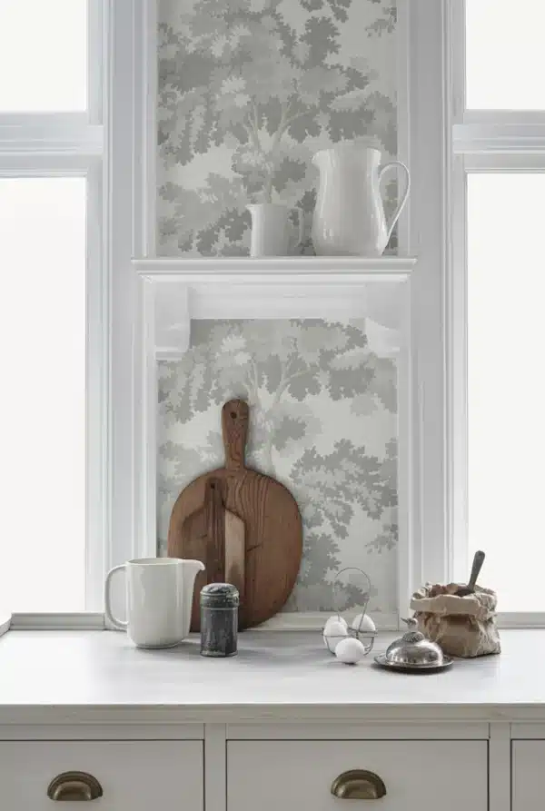 Papel pintado de árboles en color verde Raphael Charcoal 444-81 - Imagen 40