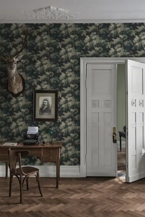 Papel pintado de árboles en color verde Raphael Charcoal 444-81 - Imagen 5