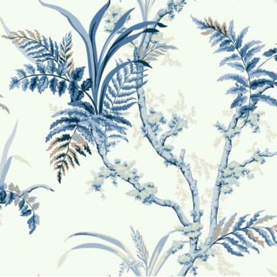 Papel pintado de ramas en color azul Wild Ferns Indigo A00022
