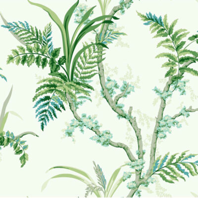 Papel pintado de ramas en color verde Wild Ferns Mint A00025