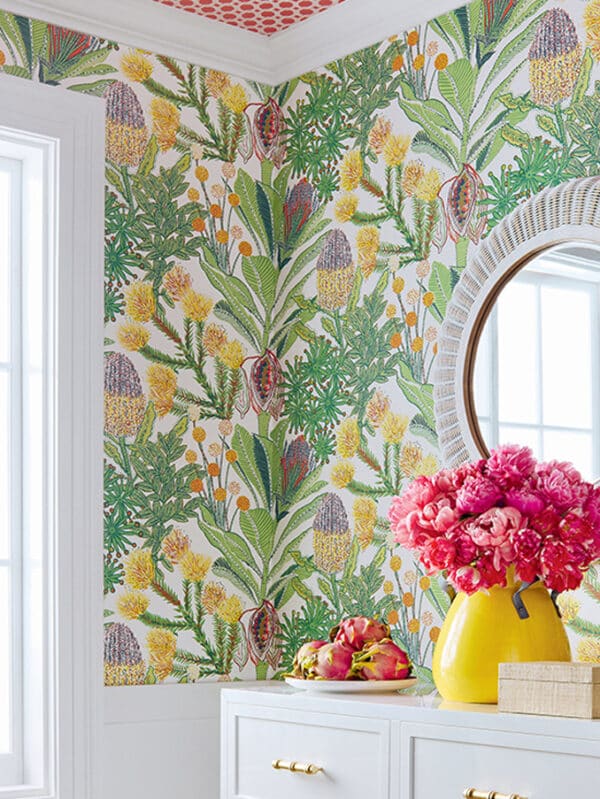 Papel pintado de estampado floral en color azul Protea Green and Blue T13923 - Imagen 10