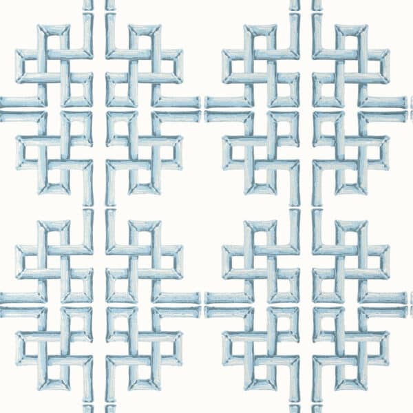 Papel pintado de trellis en color azul Boca Bamboo Spa Blue T13902