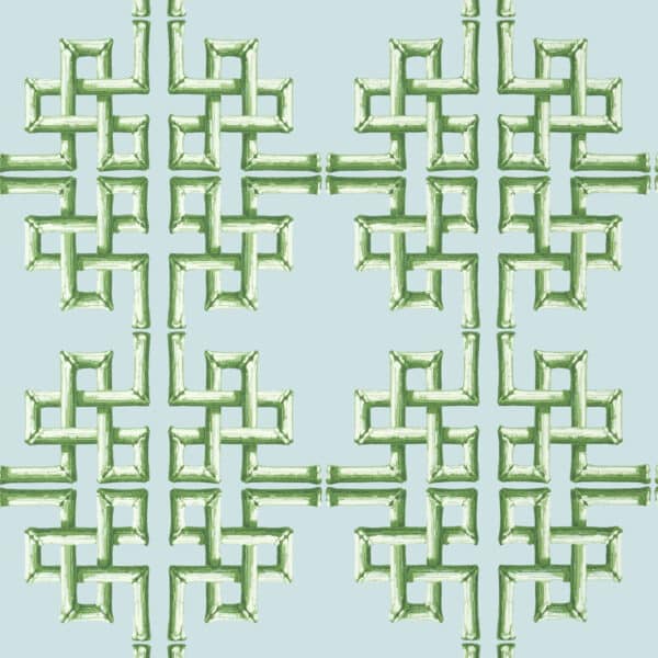 Papel pintado de trellis en color verde Boca Bamboo Green and Blue T13903