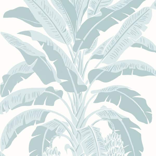 Papel pintado tropical en color azul Banana Spa Blue T13916