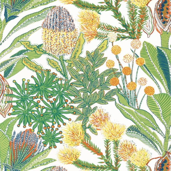 Papel pintado de estampado floral multicolor Protea Brights T13921