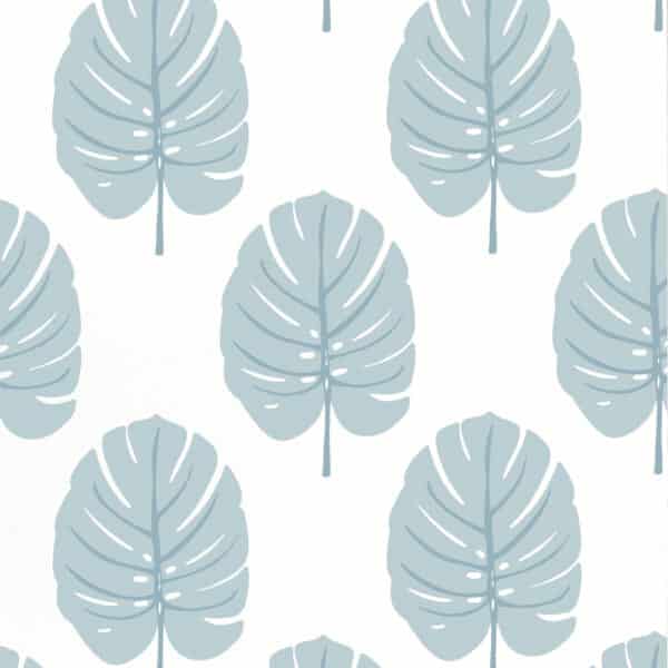 Papel pintado de hojas en color azul Monstera Spa Blue T13954