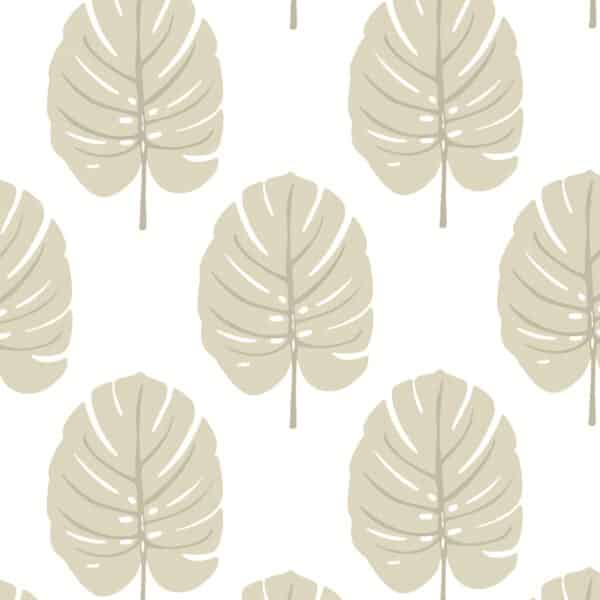 Papel pintado de hojas en color beige Monstera Beige T13956