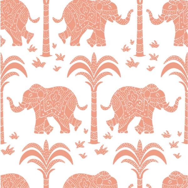 Papel pintado de animales en color rojo Elephant Coral T16203