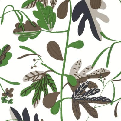 Papel pintado de hojas en color verde Matisse Leaf Black and Green T16208