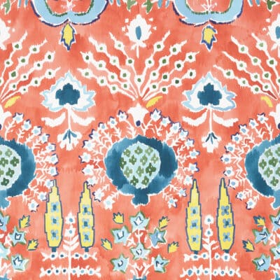 Papel pintado de estampado floral en color rojo Mendoza Suzani Coral T16243