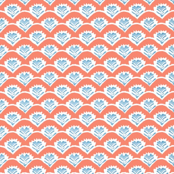 Papel pintado de dibujo pequeño en color rojo Emily Coral and Blue T16254