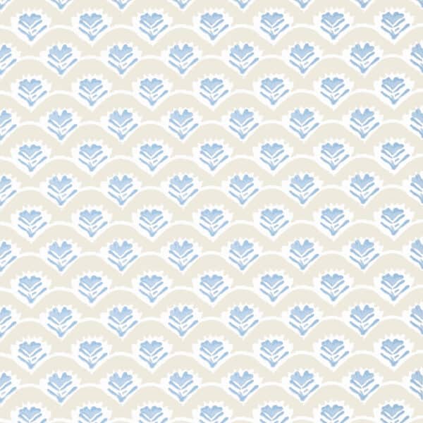 Papel pintado de dibujo pequeño en color azul Emily Beige and Blue T16256