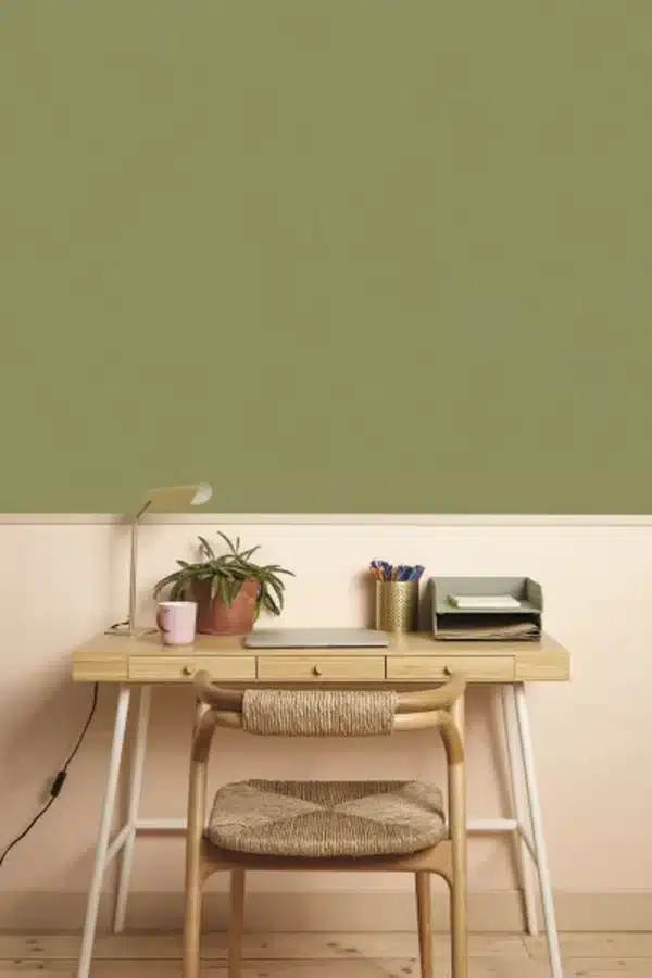 Papel pintado de falso liso color verde Uni Mat 104997312 - Imagen 5