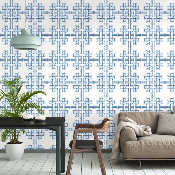 Papel pintado de trellis en color verde Boca Bamboo Green T13900 - Imagen 3