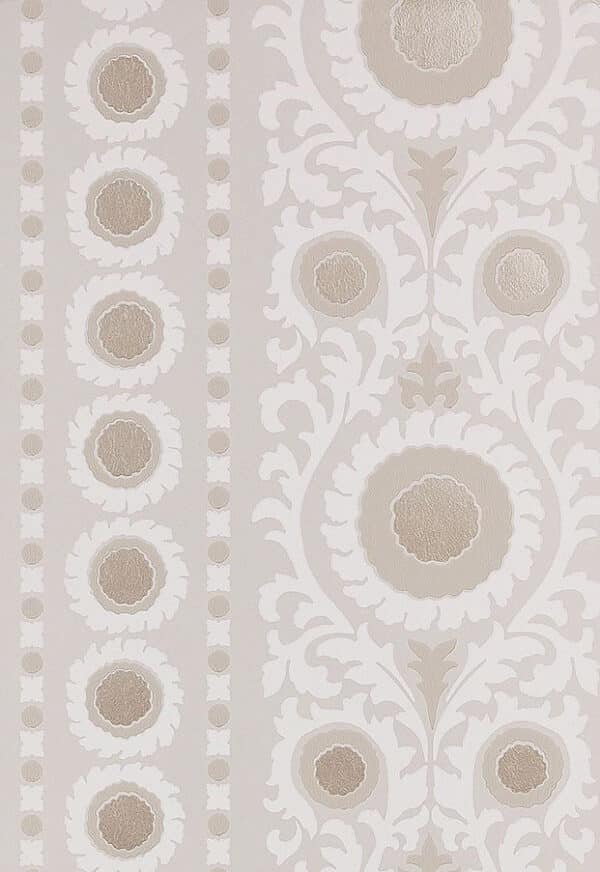 Papel pintado de medallones en color beige Samrina Ivory-Gilver W7904-02