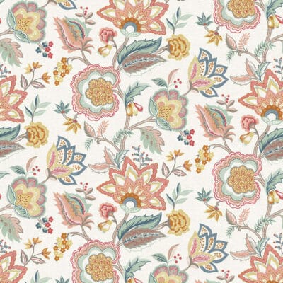 Papel pintado de estampado floral multicolor Samode Terracotta-Airforce W7905-01
