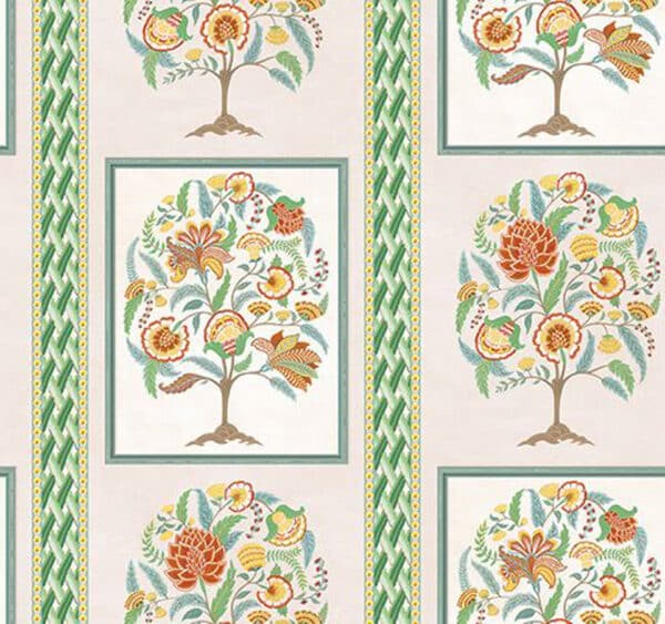 Papel pintado de rayas en color verde Taniska Apple-Gold W7906-02