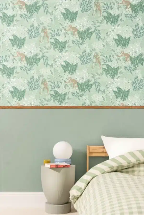 Papel pintado de falso liso color verde Uni Mat 104997312 - Imagen 9