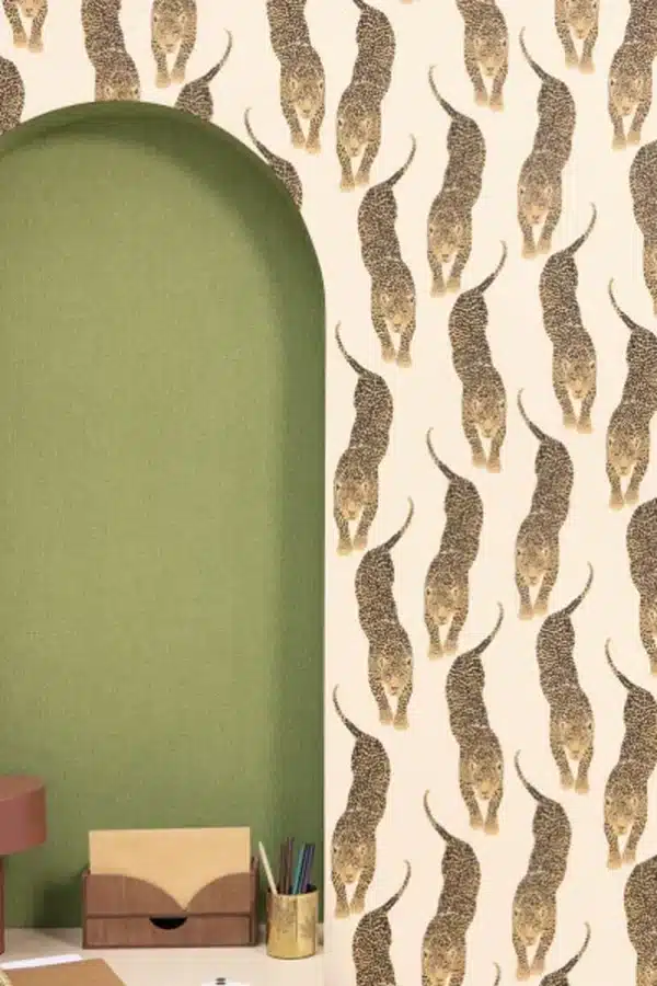 Papel pintado de falso liso color verde Uni Mat 104997312 - Imagen 4