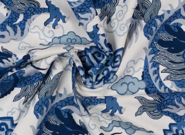 Tela diseño oriental en color azul Draco 03 - Imagen 3