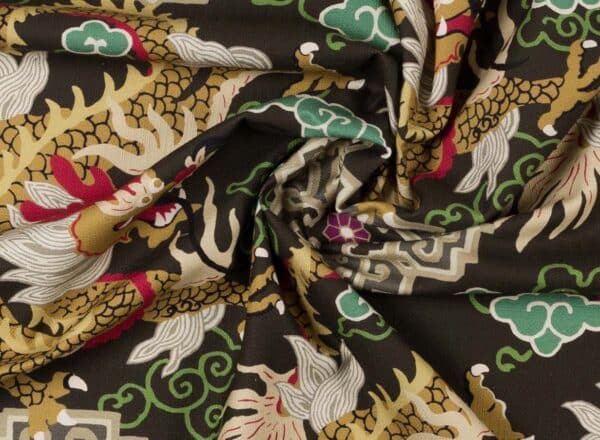 Tela diseño oriental en color azul Draco 03 - Imagen 7
