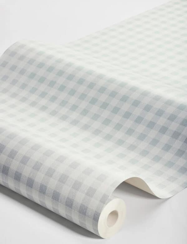 Papel pintado de cuadros en color azul Picnic Check 7868 - Imagen 4