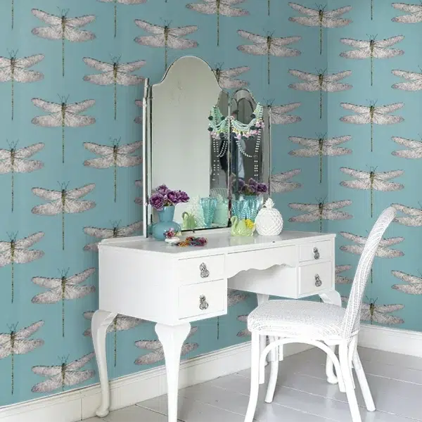 Papel pintado de libélulas en color azul Demoiselle HRTW113144 - Imagen 7
