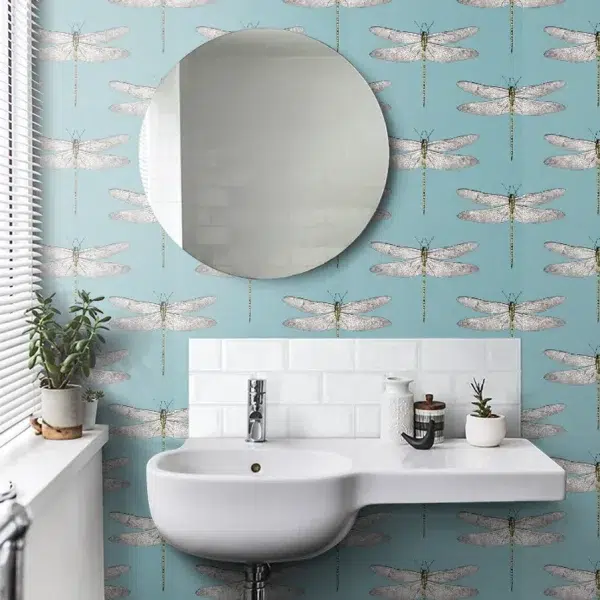 Papel pintado de libélulas en color azul Demoiselle HRTW113144 - Imagen 4