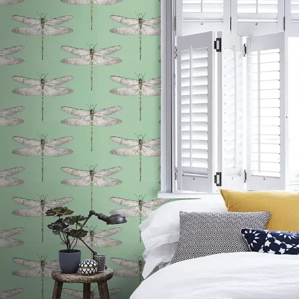 Papel pintado de libélulas en color azul Demoiselle HRTW113144 - Imagen 13