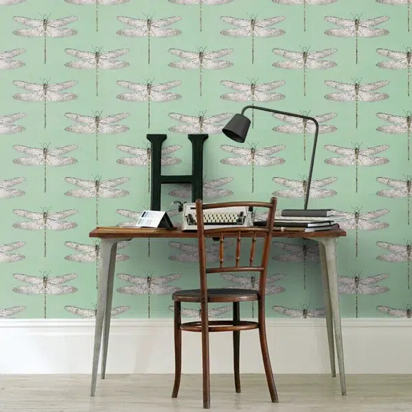 Papel pintado de libélulas en color azul Demoiselle HRTW113144 - Imagen 12