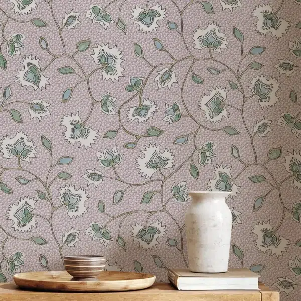 Papel pintado de estampado floral en color marrón Chelsea AT57843 - Imagen 12