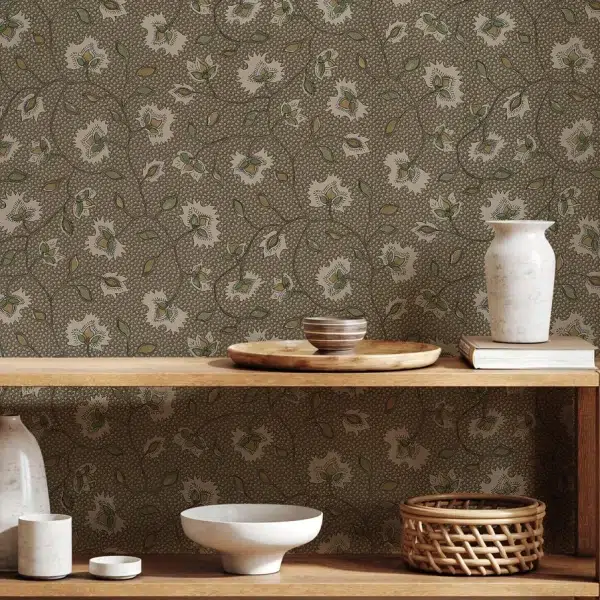 Papel pintado de estampado floral en color marrón Chelsea AT57843 - Imagen 5