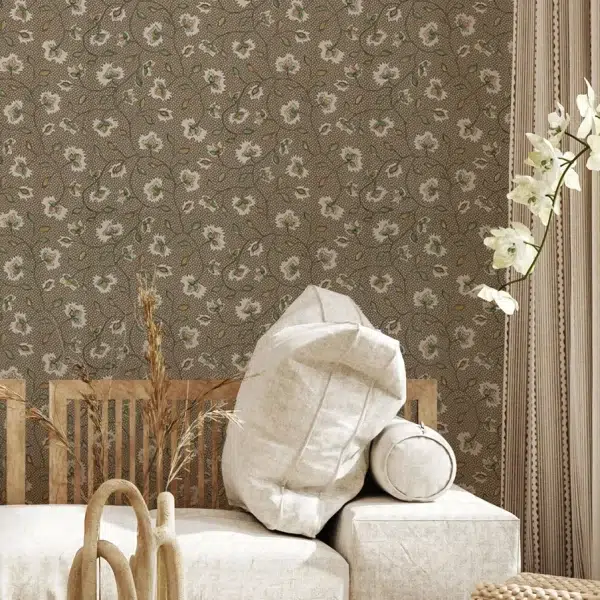Papel pintado de estampado floral en color marrón Chelsea AT57843 - Imagen 6