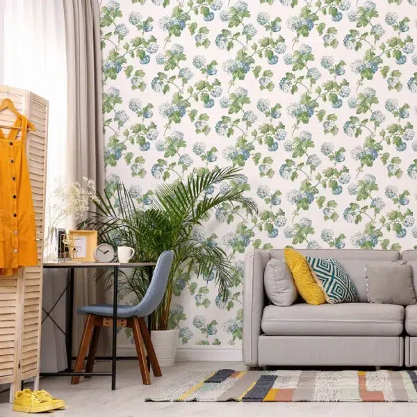 Papel pintado de flores en color amarillo Sussex Hydrangea AT57848 - Imagen 16